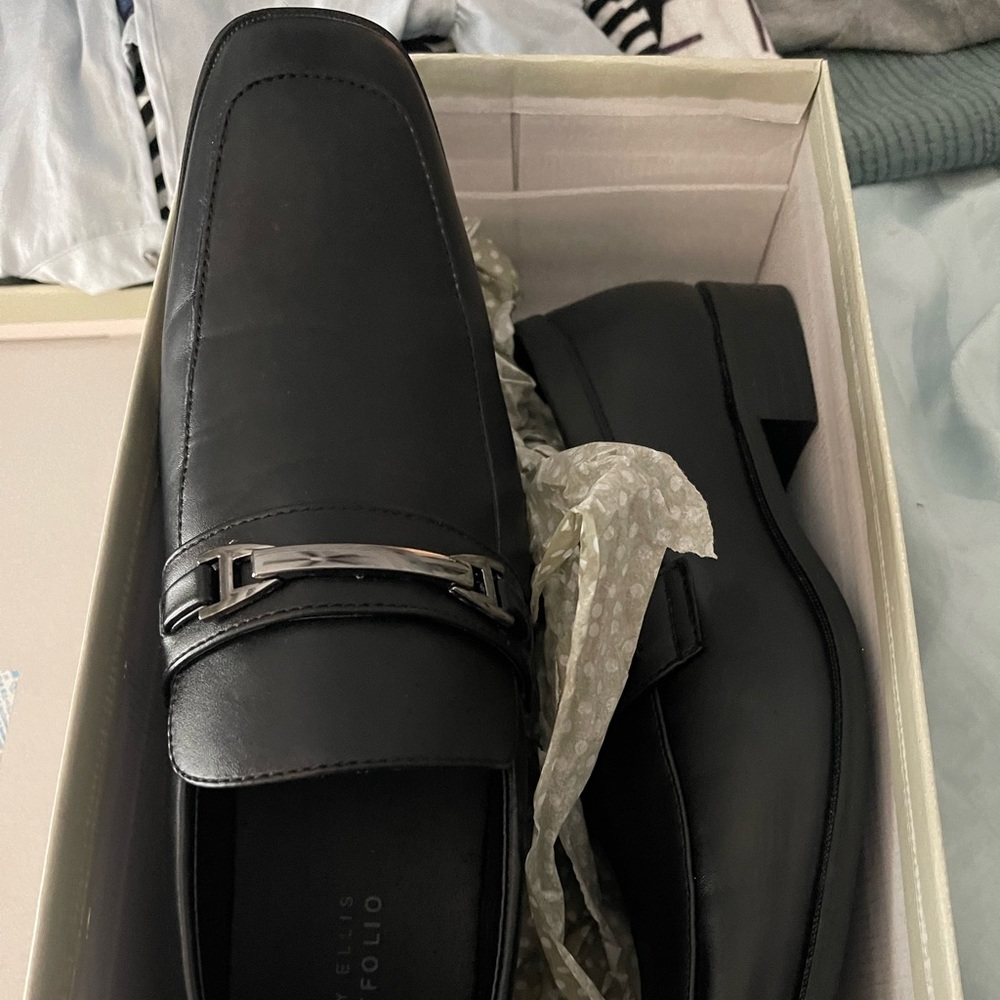 Mens black slip on dress shoes